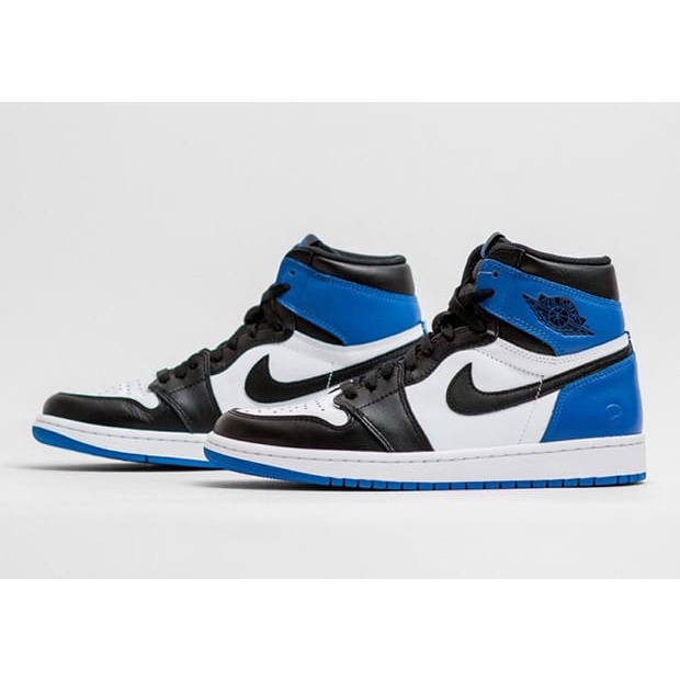 Air Jordan 1 Retro High Black Toe Original Nike Shoes-White blue