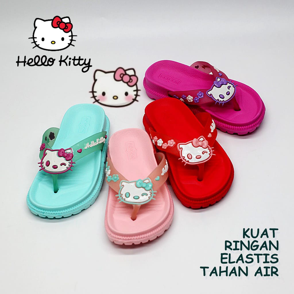 Sandal Jepit Anak Perempuan Motif Hello kitty Bahan Karet Terbaru Kekinian Size 24-35