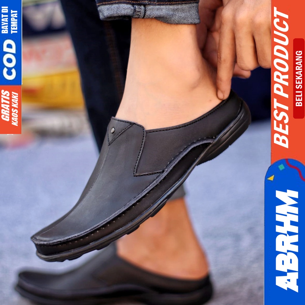 Sepatu Sandal Casual Kulit Asli Bustong Tutong Sendal Slop Original Murah Terbaru Kekinian