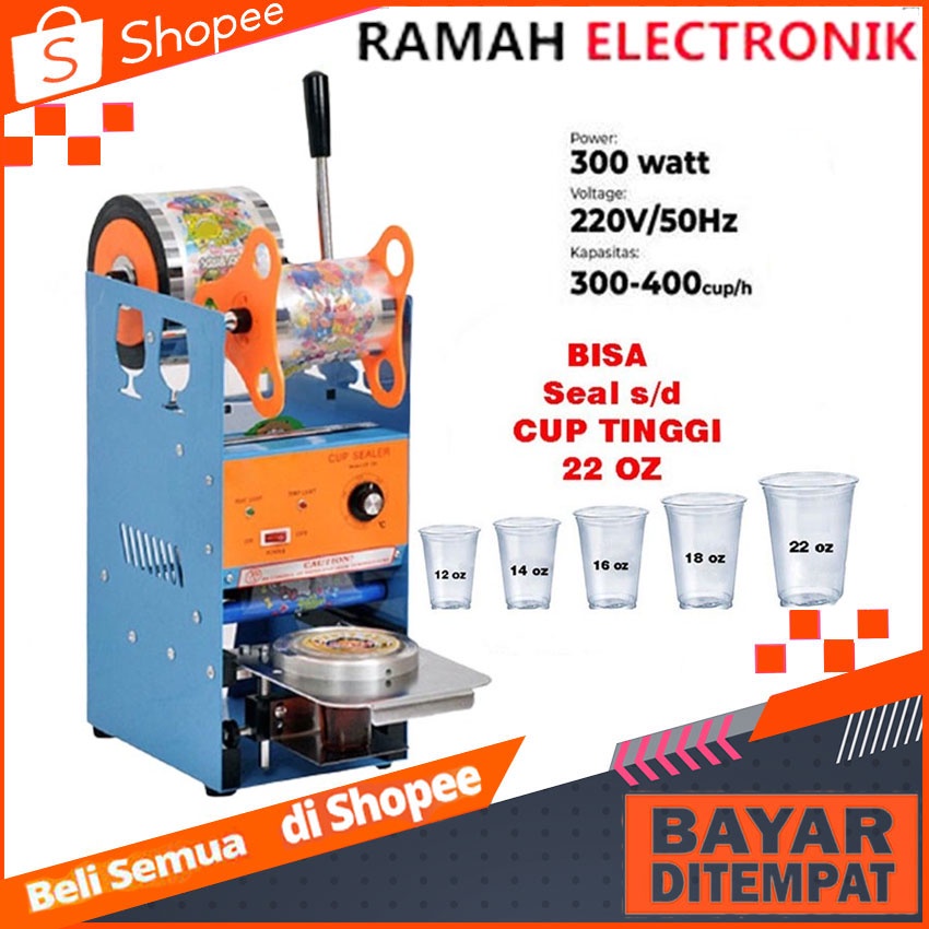 Jual Mesin Cup Sealer Alat Press Gelas Plastik 12oz-14oz 16oz-22oz 700 ...