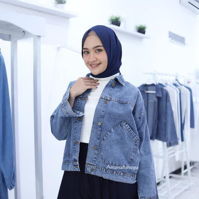 Jaket Jeans Wanita Oversize Balon LD 100 - LD 140cm JAKET JEANS WANITA OVERSIZE PREMIUM TERBARU KEKI