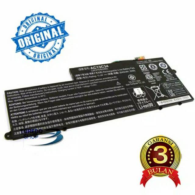 Baterai Laptop Original ACER Aspire V5-132 V5-122, V5-122P, E3, E3-111, AC13C34