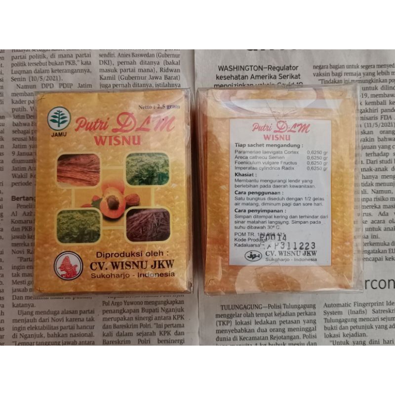 

JAMU PUTRI DELIMA PUTRI DLM CAP WISNU JAMU TRADISIONAL HERBAL DIDEL (COD)