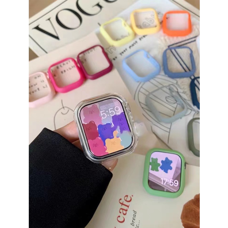 New Cover For Apple watch case 45mm 41mm 44mm 40mm 42mm 38mm iWatch Accessorie Pelindung Layar Untuk Apple watch Serie3 4 5 6 SE 7