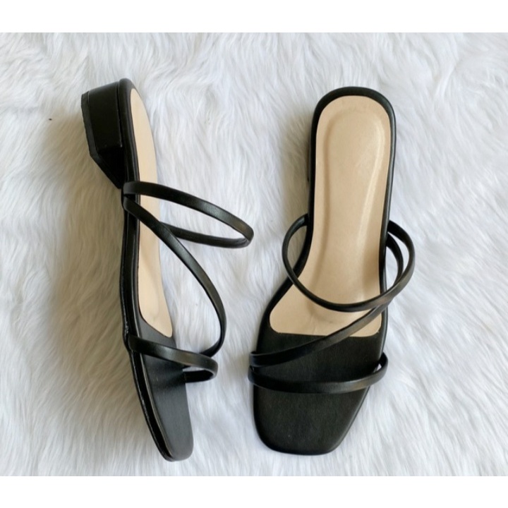 J800 Sepatu Sandal Hak Tahu Datar 3cm / Shoes Heels Import Murah / Sepatu Wanita Hitam Coklat Cokela