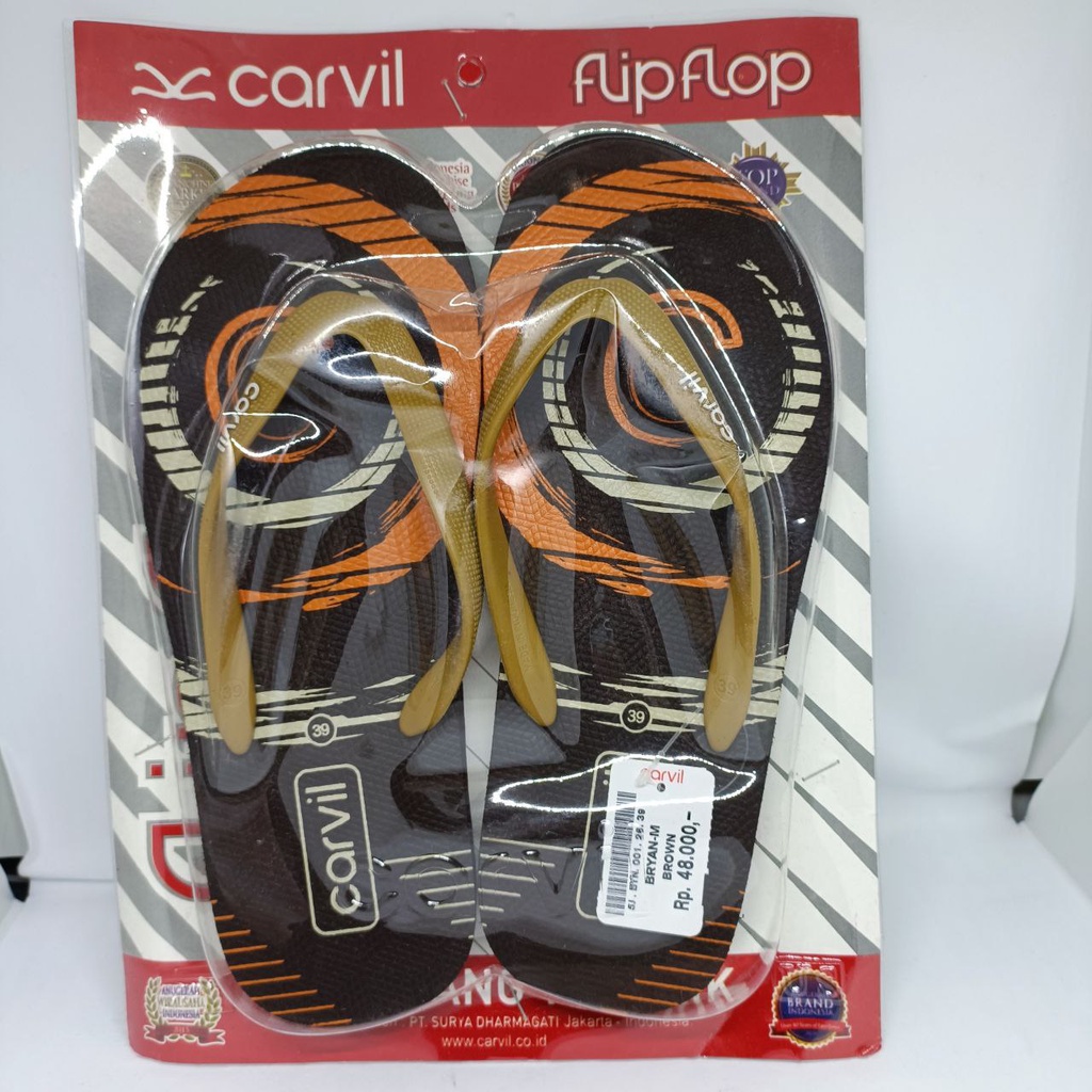 Carvil Sandal Pria Original - Sendal Carvil Pria Dewasa Spons Original Empuk Enteng  Sandal Japit Jepit Anti Slip Ukuran 38 - 44