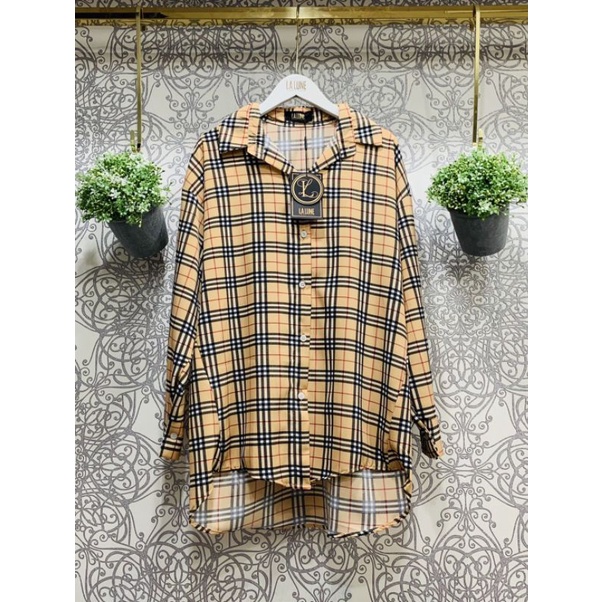 KEMEJA LALUNE MOTIF BURBERRY KOTAK 100% ORIGINAL IMPORT BANGKOK