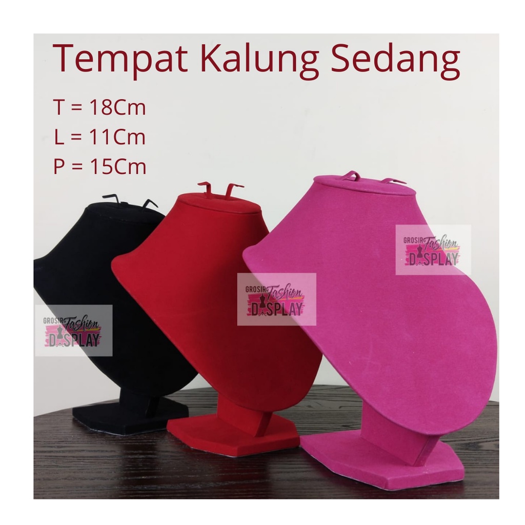 Tempat Kalung Sedang Display Stand Pajangan Bludru Sedang Warna Pajangan Display Kalung / Tempat Mahar Perhiasan  Display Hantaran Seserahan-BH