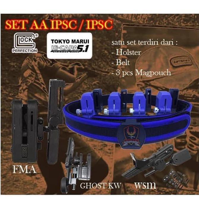 BARANG BARU Set AA IPSC / IPSC (Holster, Magpouch, Belt)