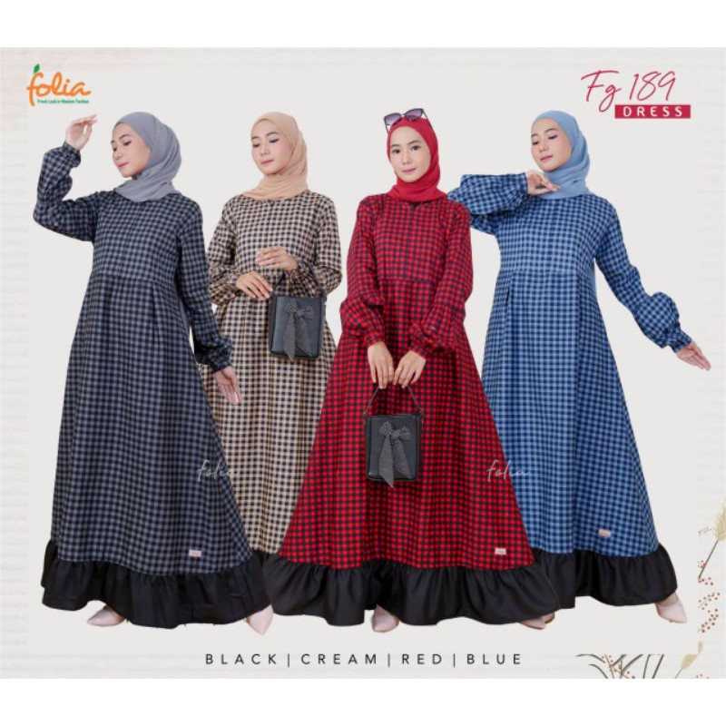 Gamis Folia FG 189/Gamis katun toyobo mix tartan