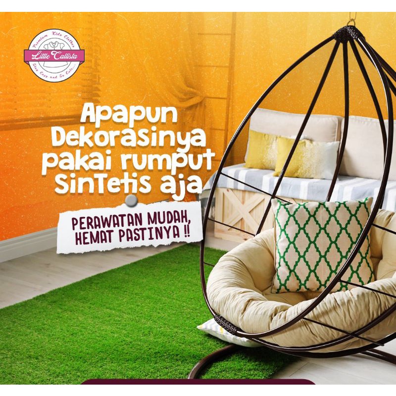 Rumput Sintetis Swiss Tebal 25Mm Uk.50x50 cm Rumput Meteran Murah Rumput Taman Aquarium