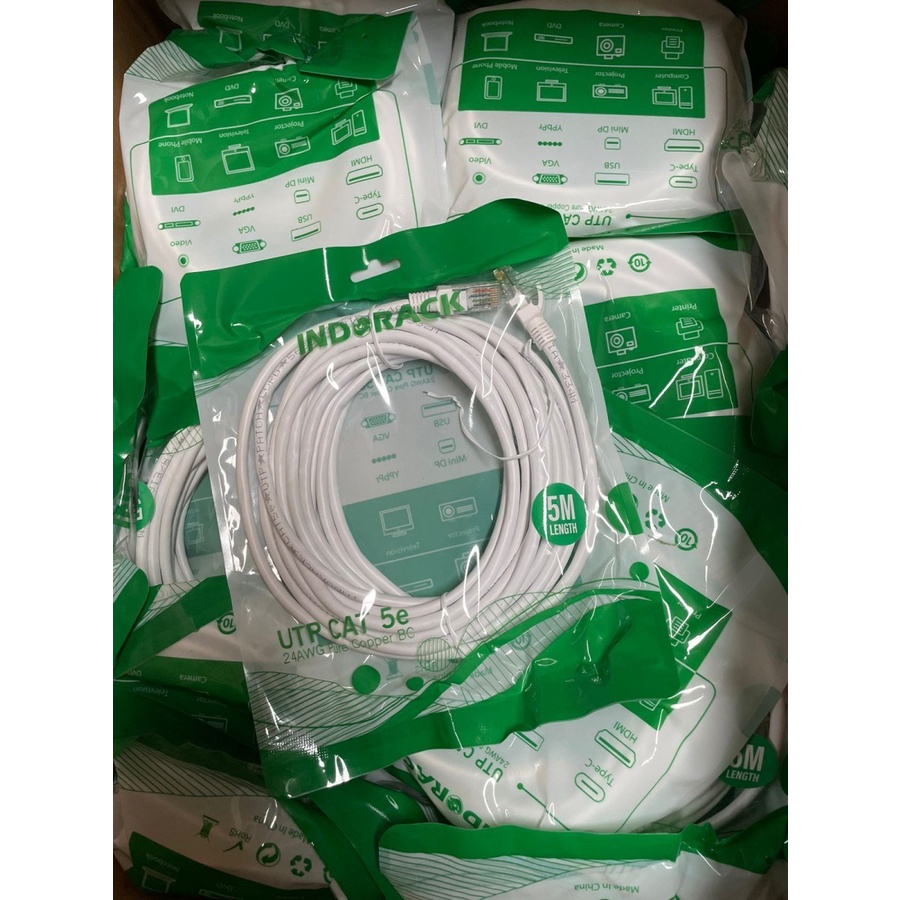 INDORACK C55W 5 Meter Kabel Lan CAT5e UTP Patch Cord Cable -WHITE