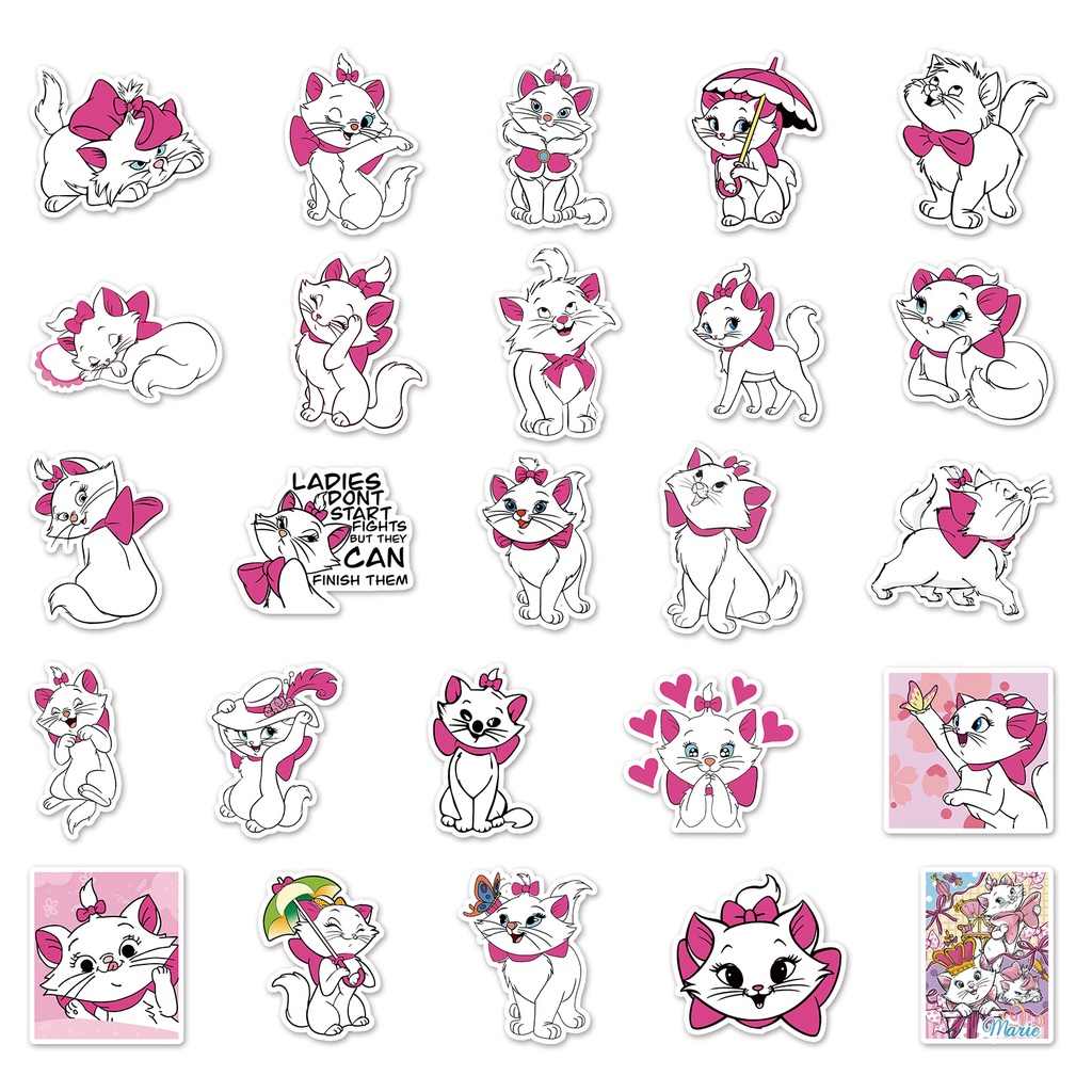 Zhang Mary kucing kartun tangan akun stiker komputer ponsel bagasi stiker kulkas skateboard sticker