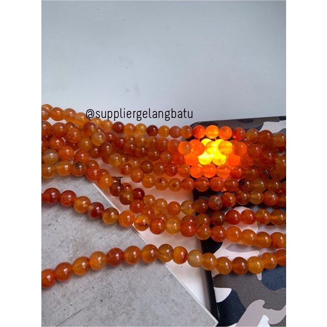 bahan carnelian orange muda serat 8mm oren aksesoris gelang kalung etnik vintage bali fashion week anting tas manik