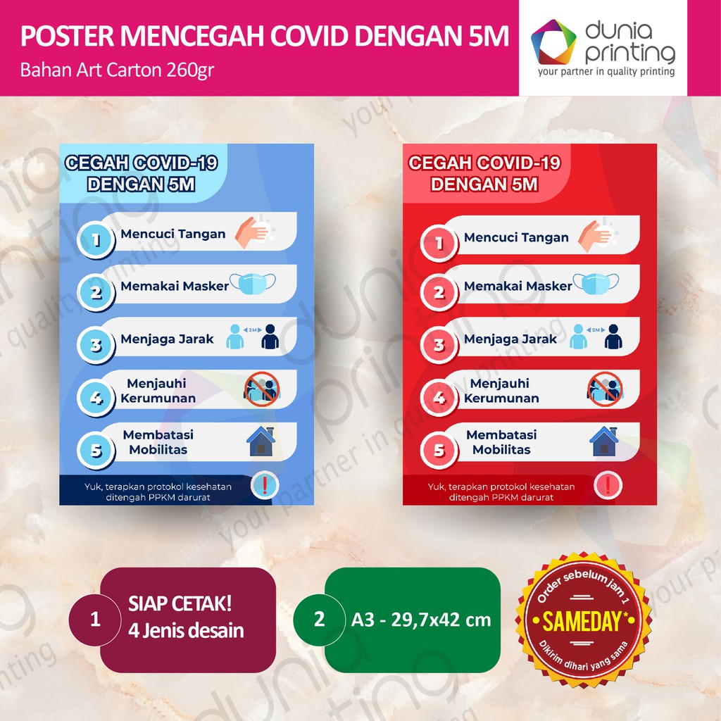 Poster Cegah Covid dengan 5 M - contoh gambar