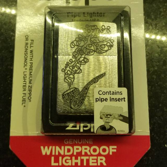 Zippo genuine windproof ligther contain pipe insert.
