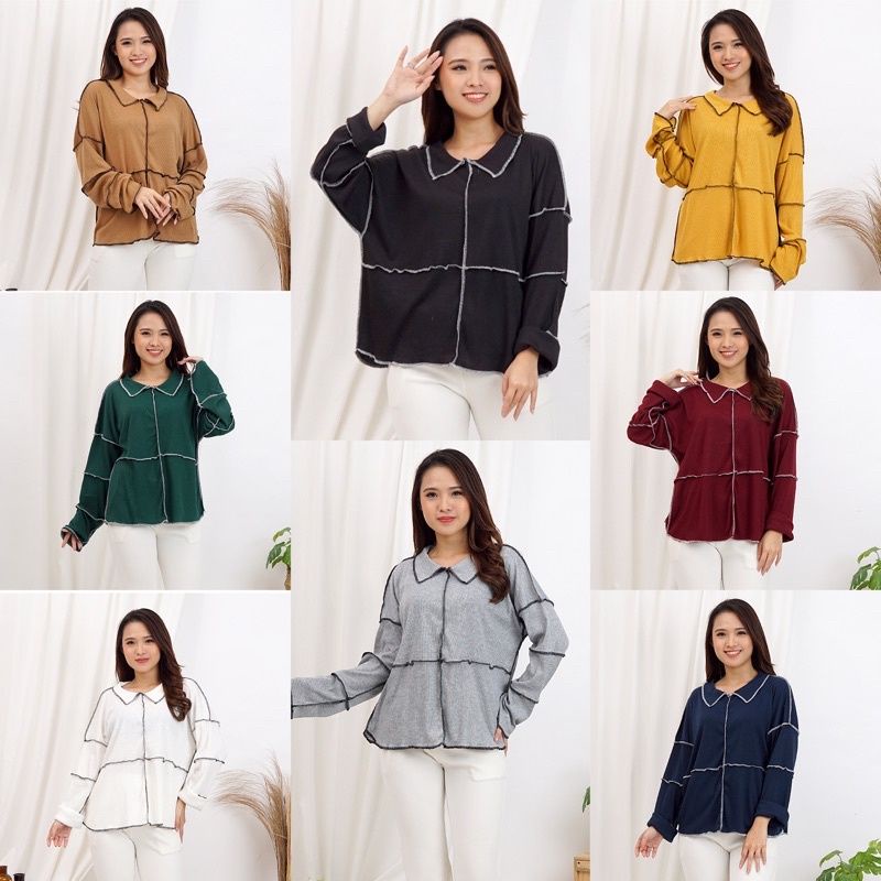 BLOUSE TERBALIK BAJU VIRAL ATASAN CROP JUMBO KEBALIK KEMEJA JAHIT OBRAS DILUAR