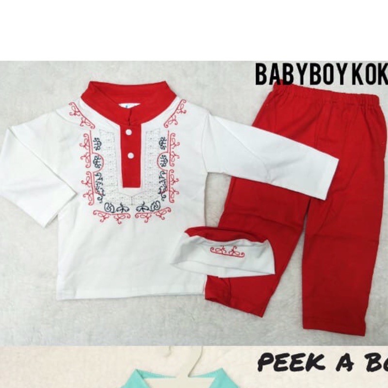 Baju Setelann Panjang Muslim Bayi  Baby 3 -12 Bulan Peek A Boo DM-019