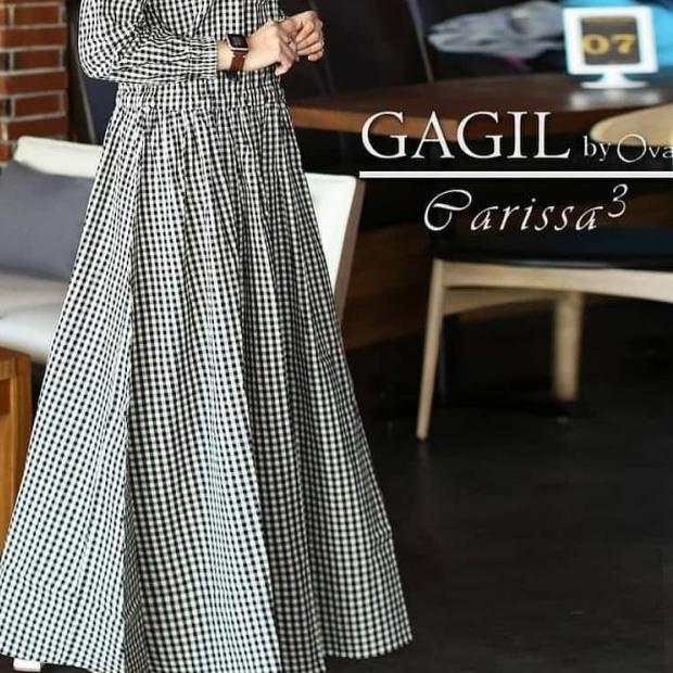 ✵ Baju Gamis Remaja Terbaru Kekinian Modern 2021 Wanita Dress Sarah Maxy Gamis Katun Kotak Kotak ۝
