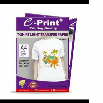 

Eprint Light T-Shirt Transfer Paper A4 150Gsm (5 Lembar) / E-Print Light Transfer Paper A4