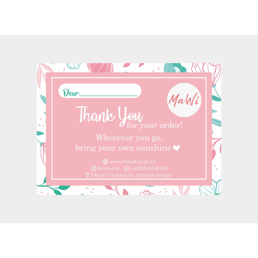 

Thankyou Card 14x10 cm (2 Sisi)