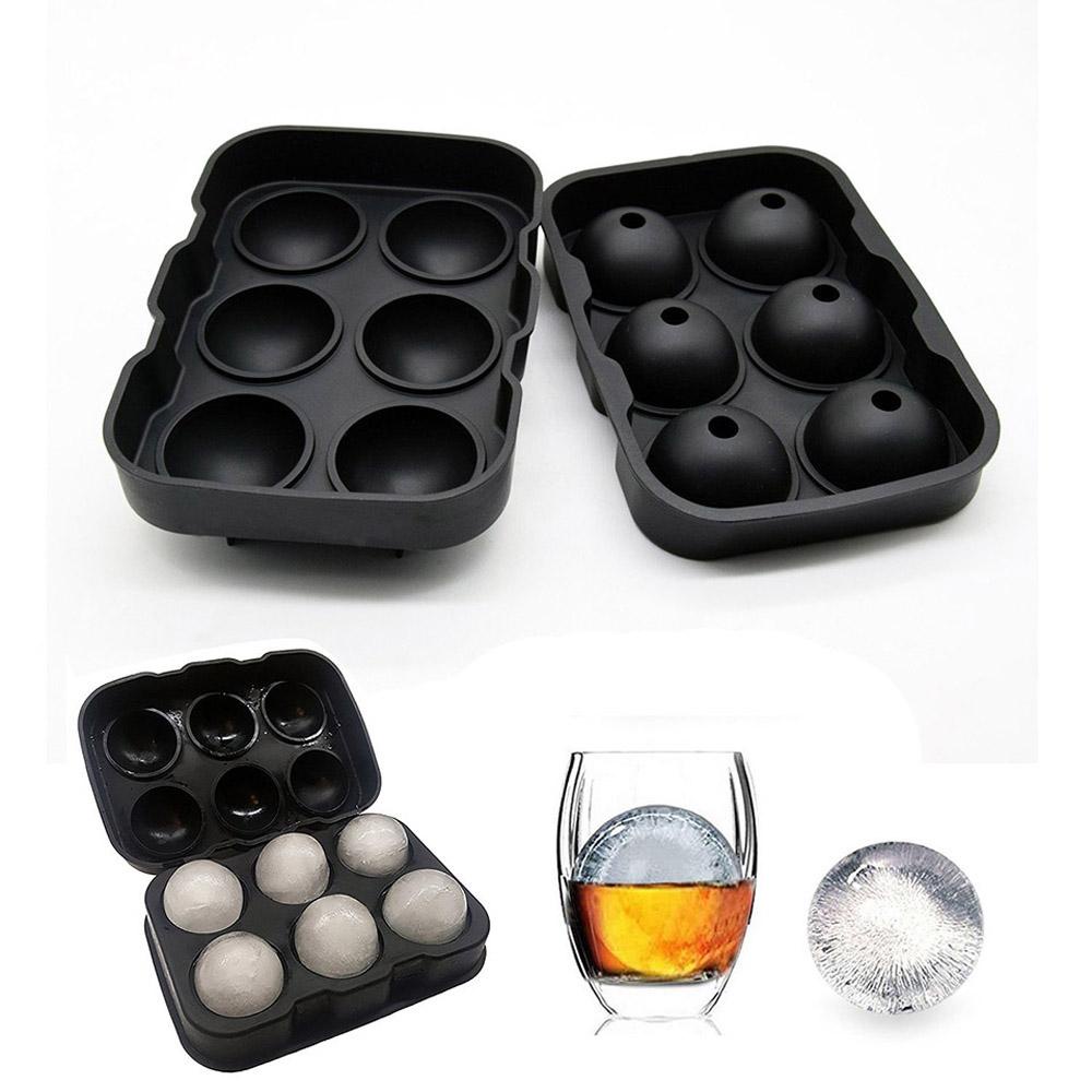 Chookyy4 /6 Grids Ice Ball Cube Tray Aksesoris Dapur Ice Cream Cocktails Cetakan Silikon