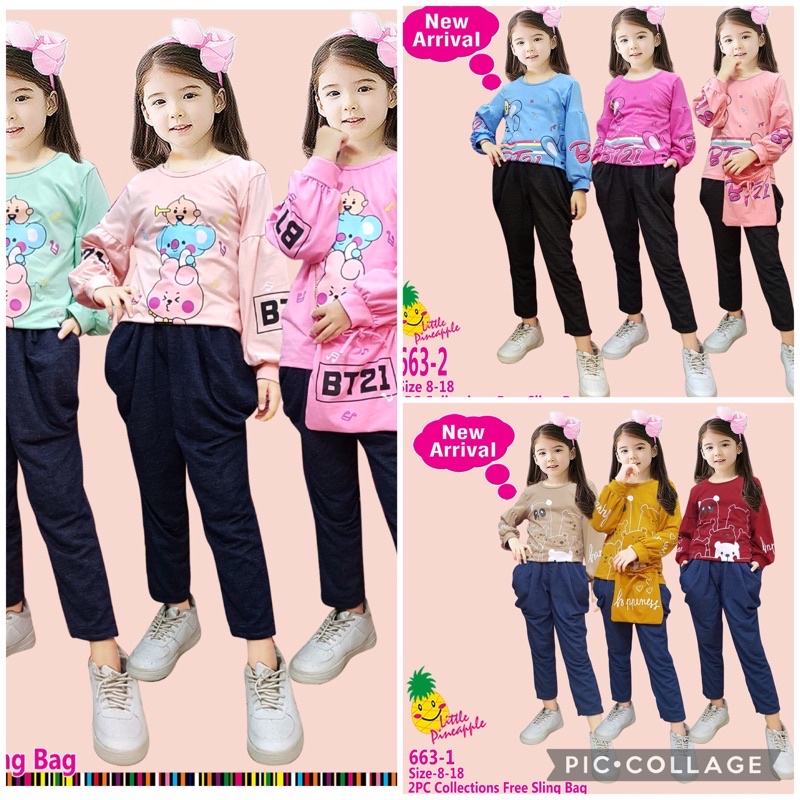 SET ANAK 6631/6632/6633 sz 6-11 thn FREE SLING BAG merk Little Pineapple