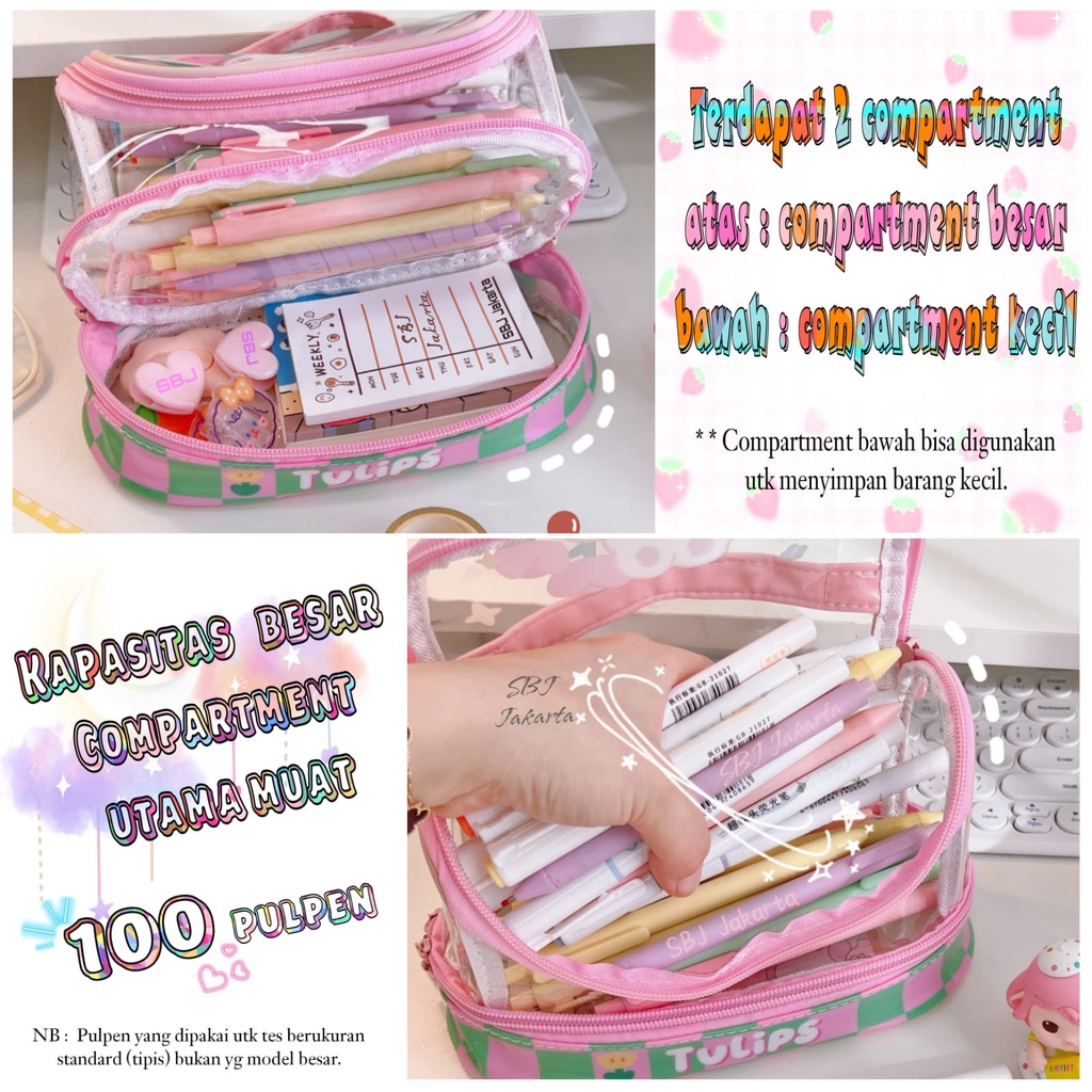 Tempat pensil anak perempuan cewek / Pencil case besar waterproof lucu