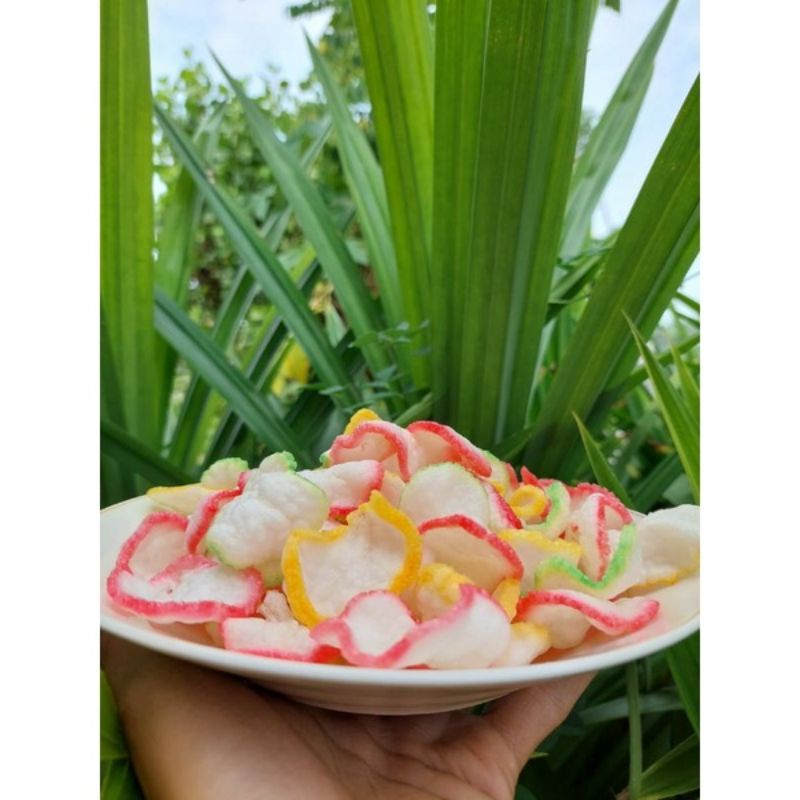 

promo termurah krupuk bawang warna warni mentah 250g.