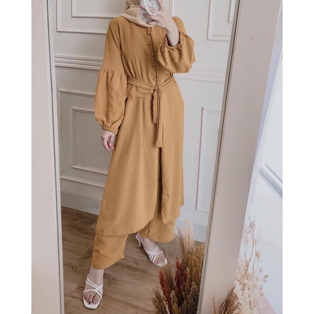 (MSB) ONE SET LONG TUNIK WINIES OVERSIZE DAILY BUSUI MIDI SET RAYON CRINCLE