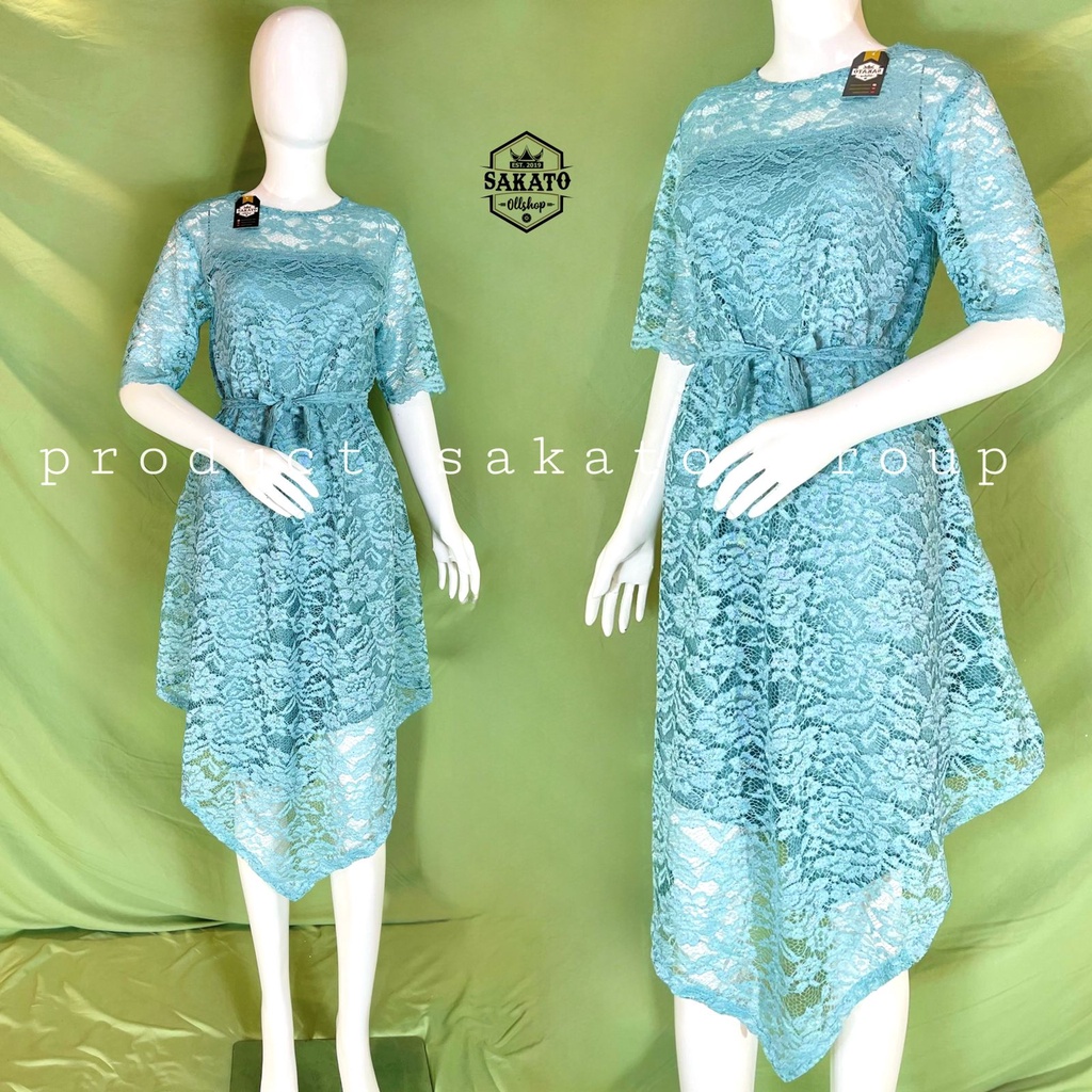 DRESS NATAL PESTA KONDANGAN BROKAT GLITER MEWAH MODEL TERBARU 2022 / DRES BRUKAT KEKINIAN WANITA KRI