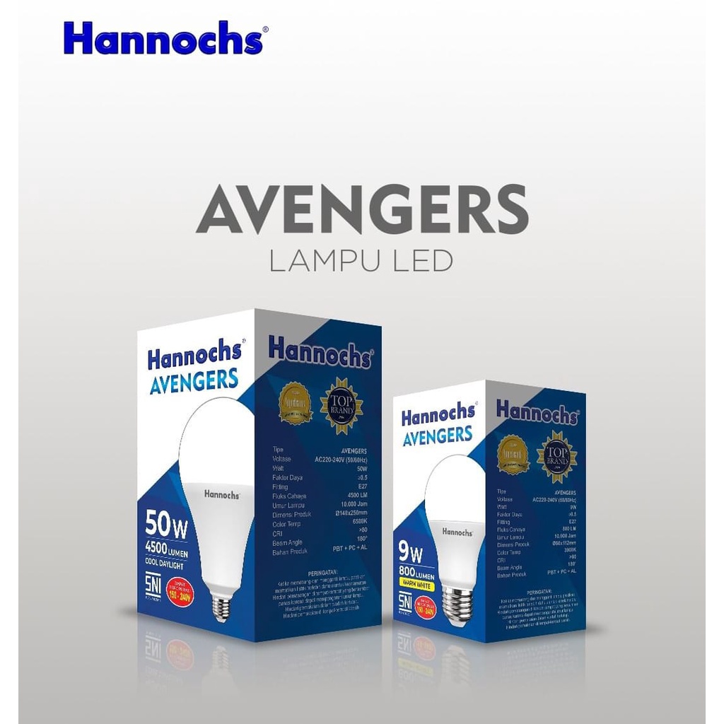 Lampu LED Hannochs Avengers Cool daylight (putih) Ukuran 5w 9w 12w 15w 20w 25w 30w 40w 50w