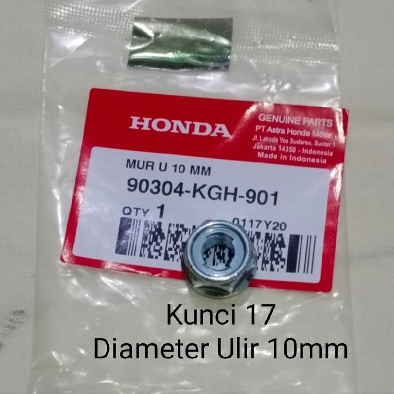 Mur Nut Lock 10mm Ori AHM Motor Honda 90304KGH901
