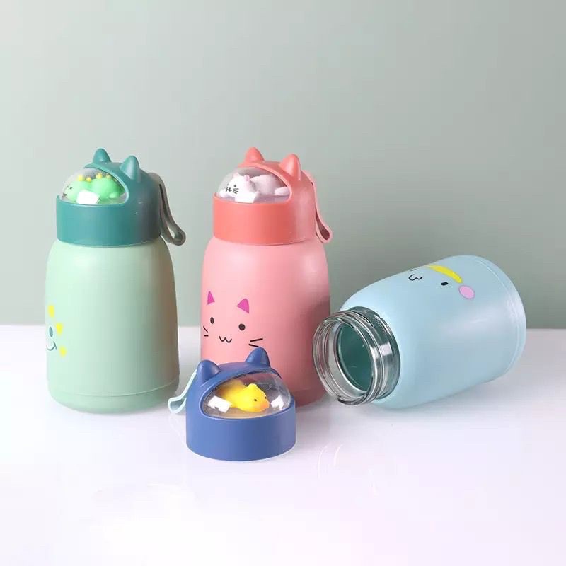 BOTOL MINUM KACA 360ML / BOTOL MINUM ANAK KARAKTER LUCU / BOTOL MINUM BPA FREE JRW0085