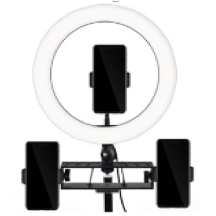 TaffSTUDIO Lampu Halo Ring Light LED Kamera 12W 8 Inch with 3xSmartphone Holder - RL-21 - White