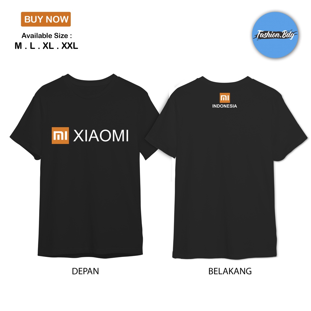 BAJU KAOS PRIA XIAOMI LOGO GADGET HANDPHONE TERLARIS KATUN COMBED 30S