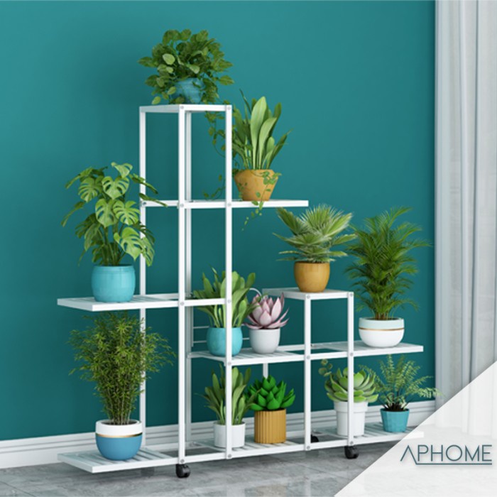 Rak Tanaman - Rak Tanaman Baja Dengan Roda Rak Bunga Minimalis Rak Pajangan Hiasan