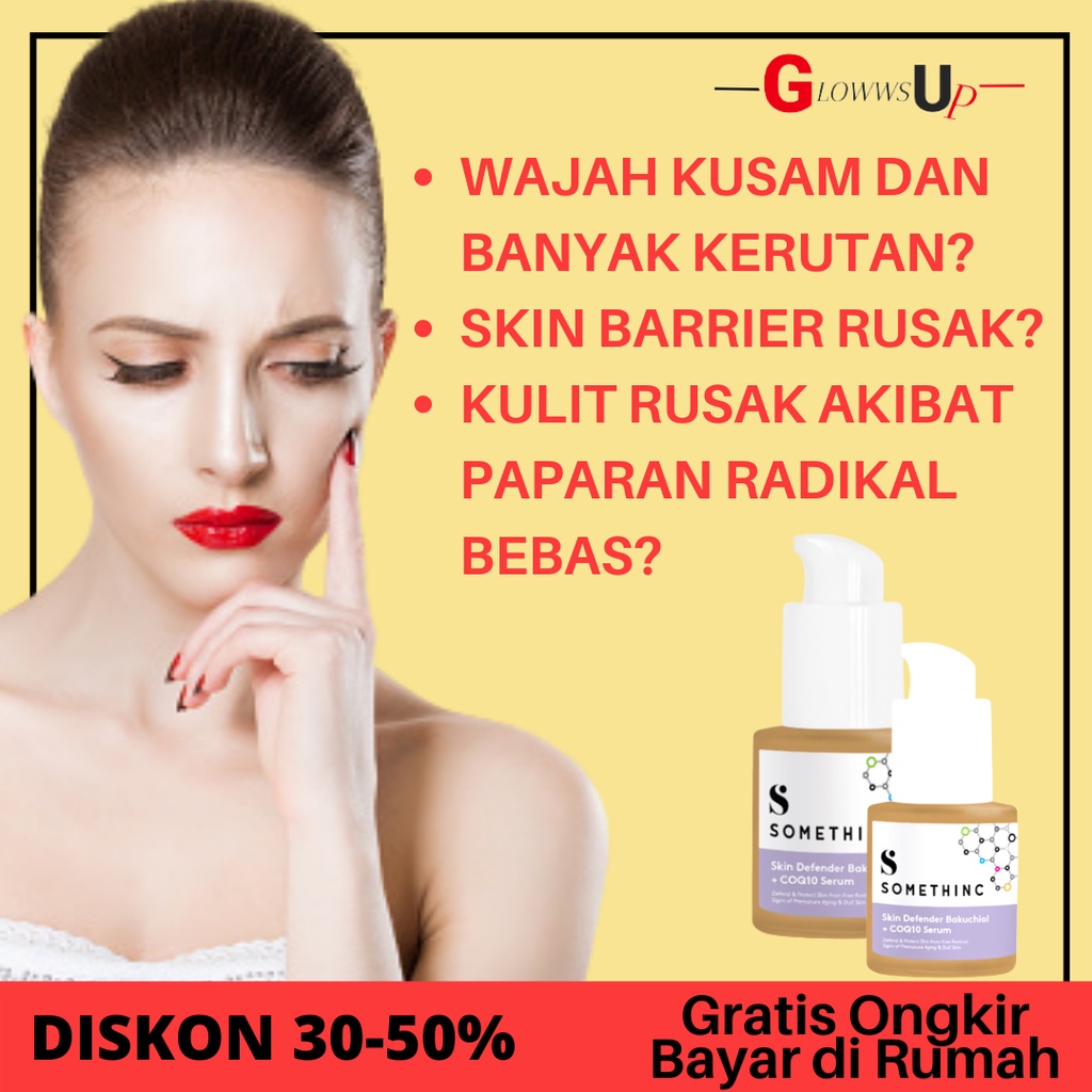 SERUM WAJAH GLOWING SOMETHINC SKIN DEFENDER BAKUCHIOL + COQ10m PERAWATAN WAJAH