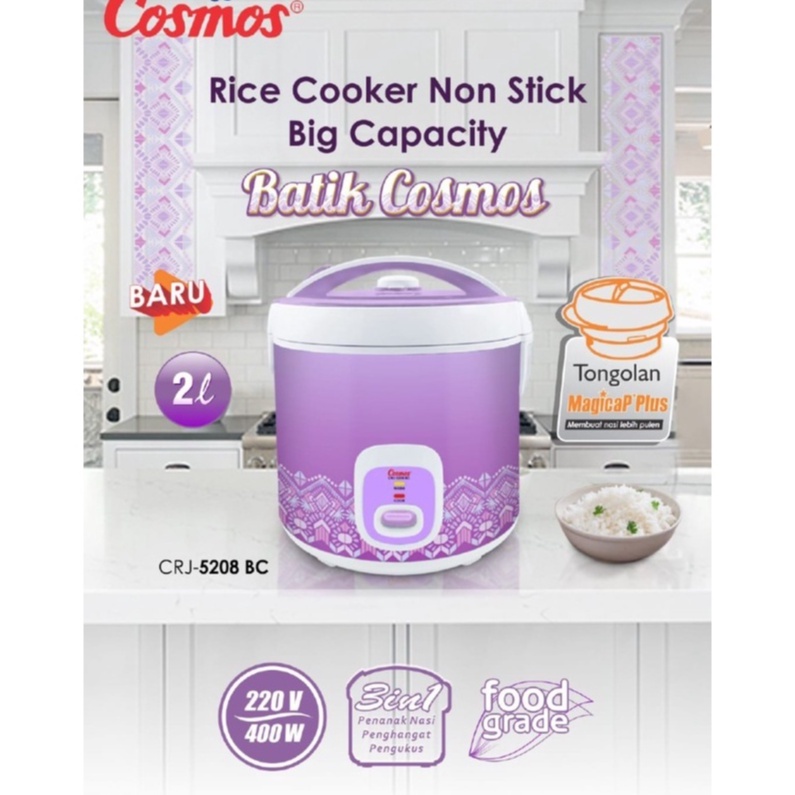 COSMOS Rice Cooker 2 Liter Batik Series CRJ-5208BC