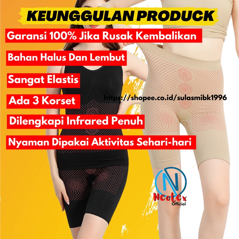 Korset Pelangsing Infrared  3 in 1 Perut Buncit Wanita Pembakar Lemak Hot Body Slimming Suit