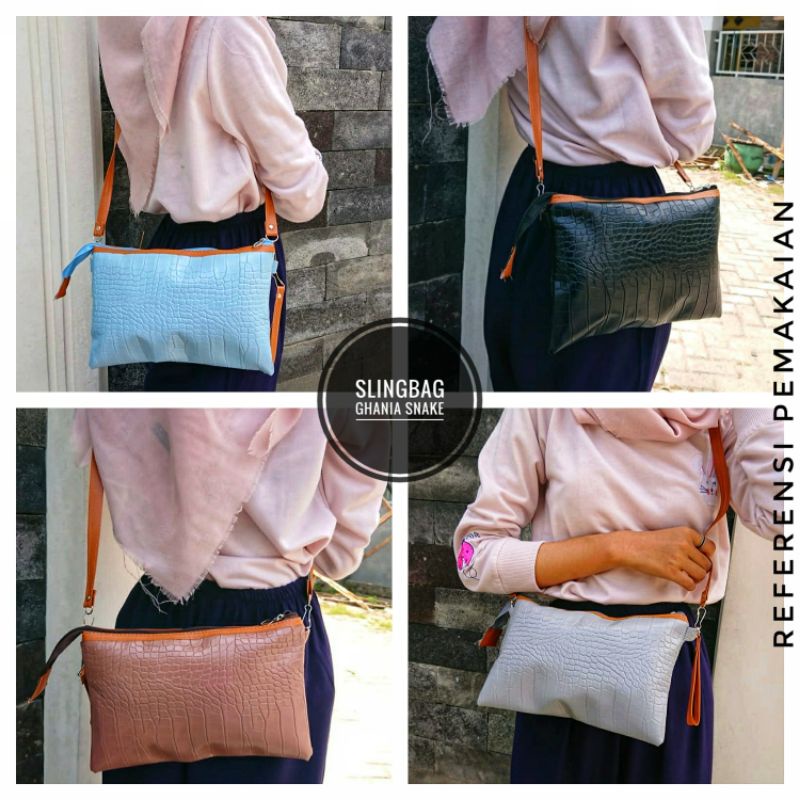 2in1 Slingbag Ghania snake - bisa jadi clutch-bisa jadi slingbag