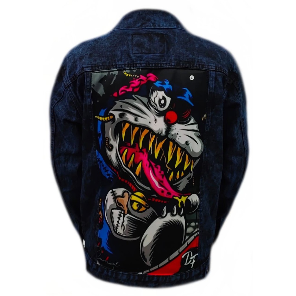 EG Jaket Jeans Gambar Printing Pria - Jaket Denim Gambar Belakang Pria