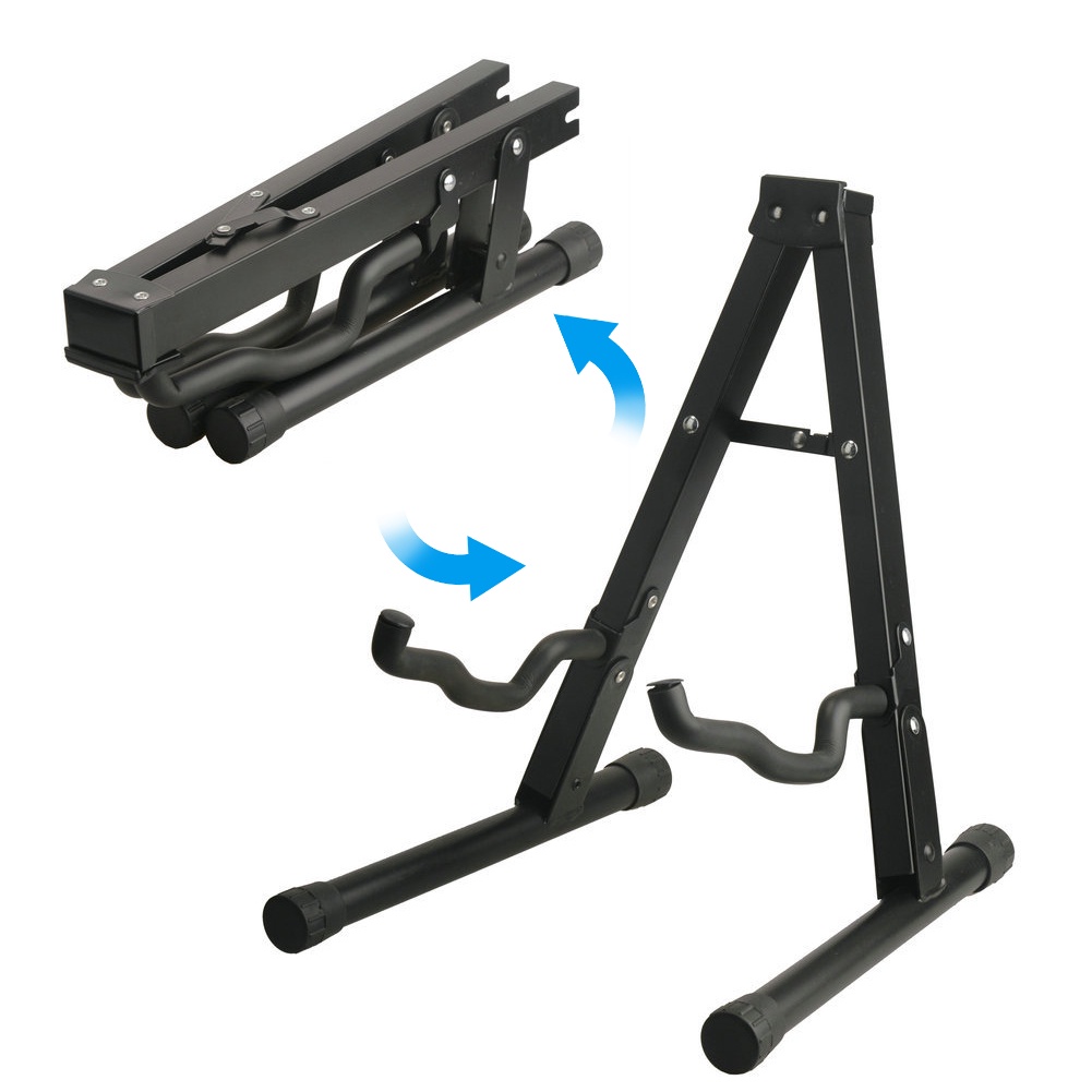 ⭐ready⭐ Dudukan Lipat Tripod Dudukan Gitar Akustik Elektrik Stand Bass Hitam