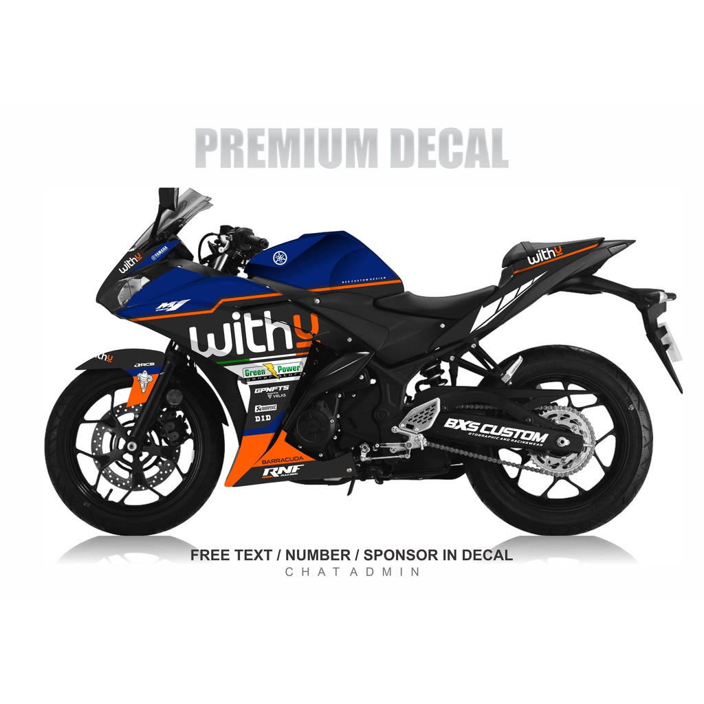 STICKER DECAL YAMAHA R25 LIVERY MOTOGP WITH-U STICKER FULL BEBAS TAMBAH TULISAN