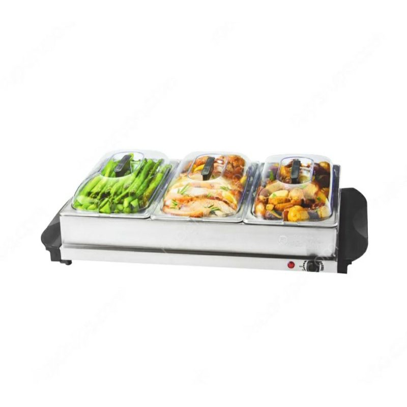 kris buffet server wadah kompor penghangat makanan food warmer 3 tray