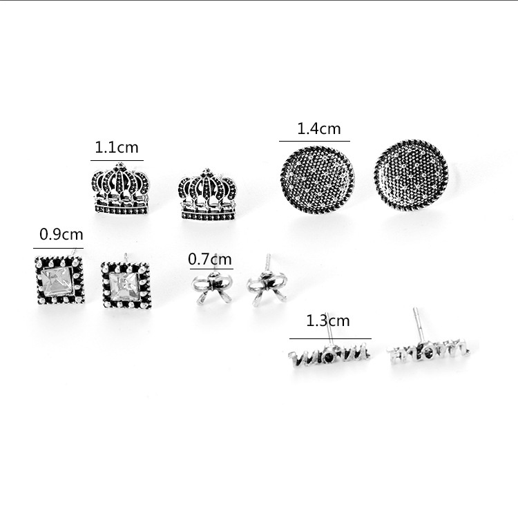 Baru retro berlian Mahkota huruf mom5 pair set anting-anting gaya Barat anting-anting Korea gaya chi