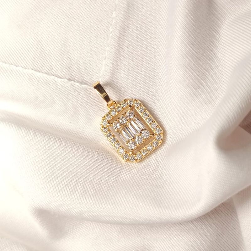 liontin motif petak segi zirconia besar lapis emas liontin xuping liontin wanita liontin murah liont