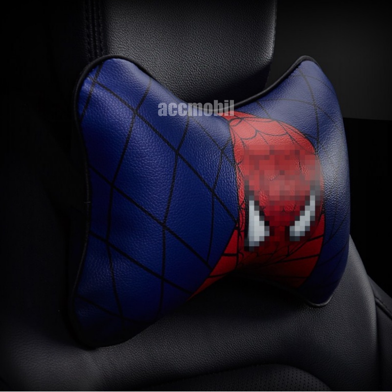 Bantal Headrest Leher Jok Mobil HERO Batman Transformers Superman Spiderman Monster Energy Leopard