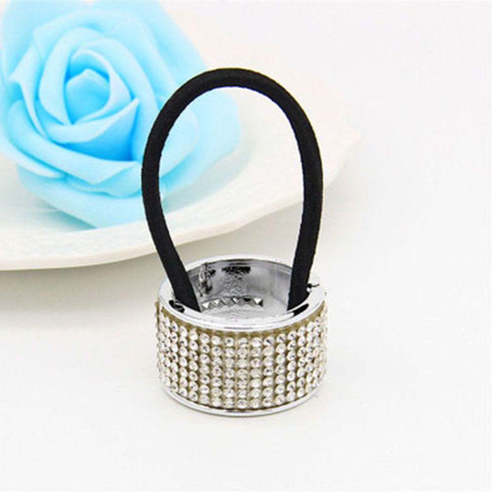 NEEDWAY Needway Cincin Rambut Punk Plastik Mutiara Untuk Wanita Ponytail Holder Kristal Gum Elastisitas Tinggi Hiasan Kepala