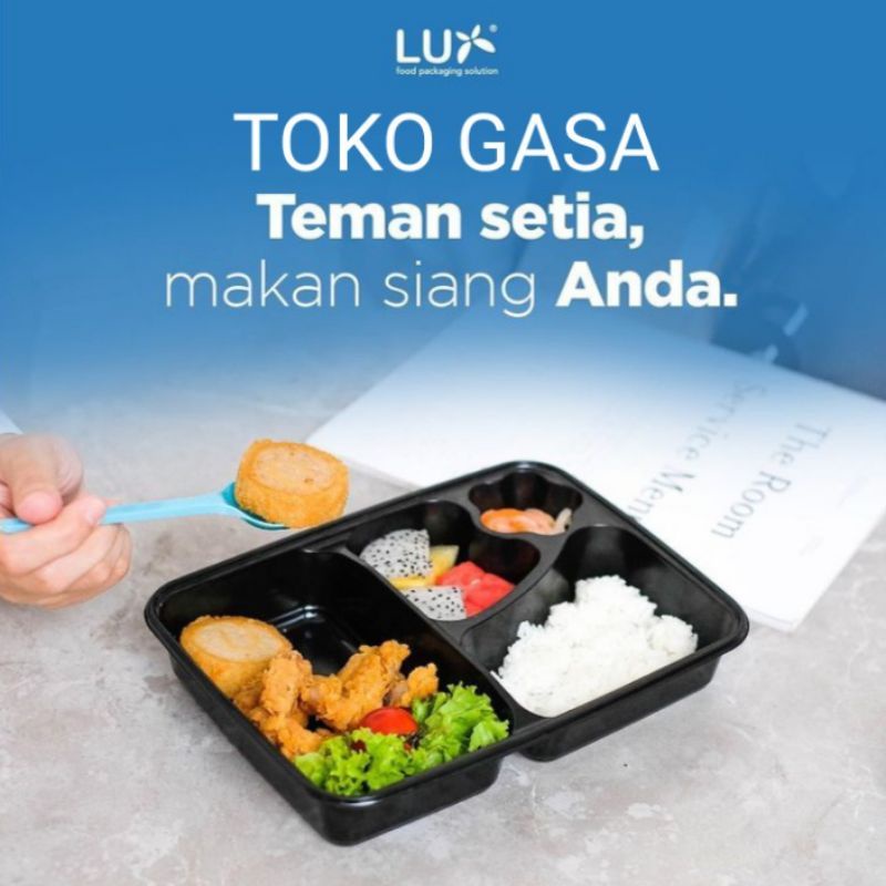 Gardenglories Terlaris Mika Bento Lux Sekat 4 Per 50 Pcs/Mika Bento/Bento Coklat/Bento Lux/Mika
